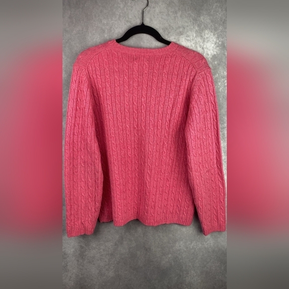 L.L.Bean Iced Rose Crewneck Cable Knitted Long Sleeve Sweater Women M Lambswool - Picture 5 of 5